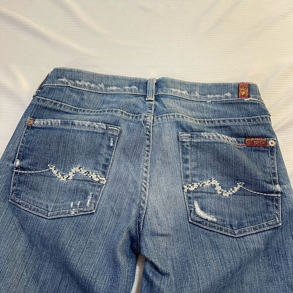 7 For All Mankind Straight Leg Distressed Denim Jeans Size 27 - Picture 1 of 12